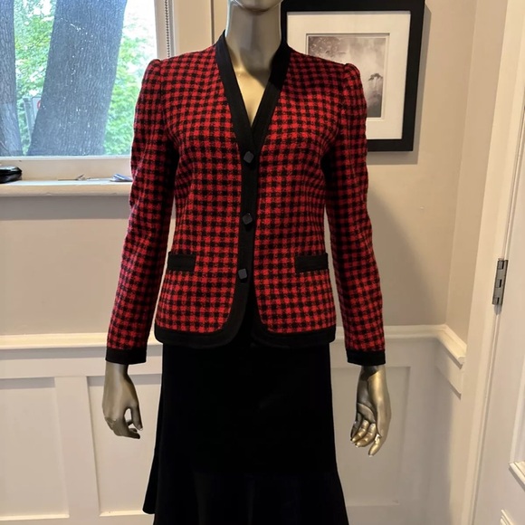 GIVENCHY Classic /Red Black  Houndstooth Jacket VGC Sz 38/8 - Picture 3 of 10